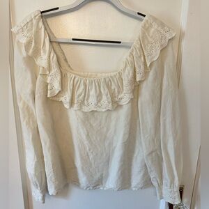 Sezane linen off the shoulder blouse